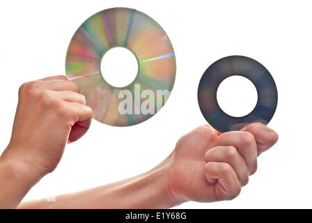 Cd's in hand Stock Photo