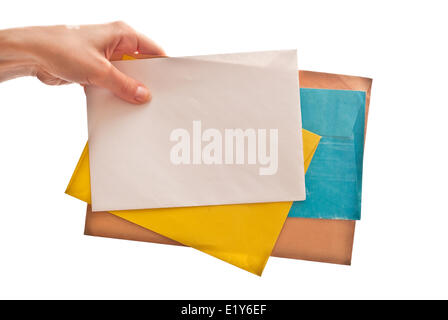 Letters in hand Stock Photo
