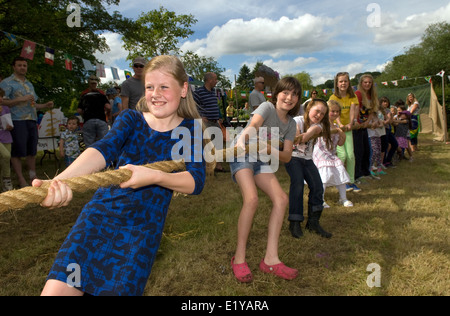 Tug O'War at a village summer fair, Dockenfield, UK. Stock Photo