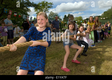 Tug O'War at a village summer fair/fete, Dockenfield, UK. Stock Photo
