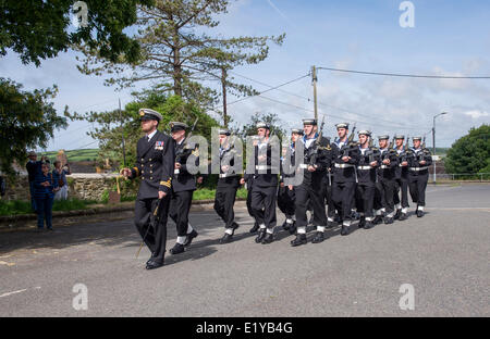 The Annual Frredom of Helston parade, where personnel under the command of Captain Mark Garrat parade in Helston Stock Photo