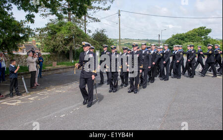 The Annual Frredom of Helston parade, where personnel under the command of Captain Mark Garrat parade in Helston Stock Photo