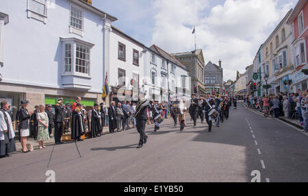 The Annual Frredom of Helston parade, where personnel under the command of Captain Mark Garrat parade in Helston Stock Photo