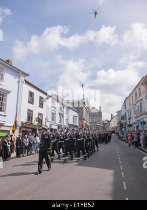 The Annual Frredom of Helston parade, where personnel under the command of Captain Mark Garrat parade in Helston Stock Photo