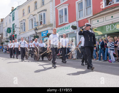 The Annual Frredom of Helston parade, where personnel under the command of Captain Mark Garrat parade in Helston Stock Photo