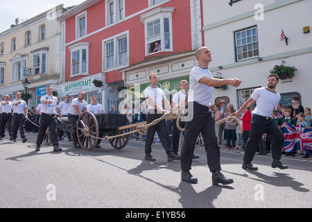 The Annual Frredom of Helston parade, where personnel under the command of Captain Mark Garrat parade in Helston Stock Photo