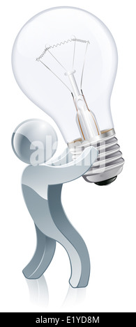 A person holding up a big lightbulb. Could be a concept for having an idea Stock Photo