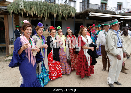 Rocio Romeria - women in traditional Andalusian costume Stock Photo