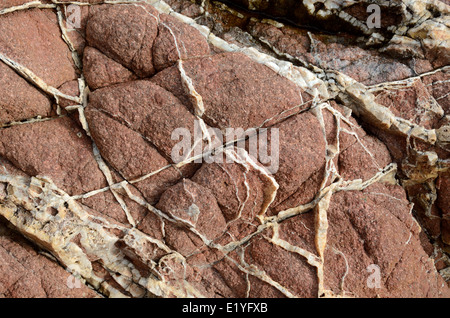Quartz Veins in Rhyolite Volcanic Rock or Porphyry Granite Cap Dramont Saint Raphaël or Saint Raphael France Stock Photo