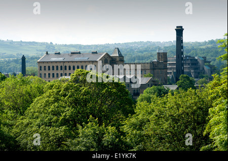 Bingley, West Yorkshire, England,UK. Bingley Five Rise Locks. June 2014 Bingley Mill buildings Stock Photo