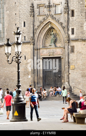 Passeig del Born with the church of Santa Maria del Mar in background. Barcelona, Catalonia, Spain. Stock Photo