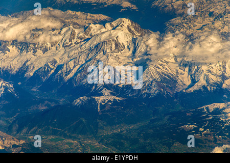 Aerial view of Mont Blanc massif, Rhone-Alpes, France Stock Photo