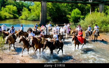 Participants in the annual festival 'Patria Gaucha' in Tacuarembo, Uruguay Stock Photo