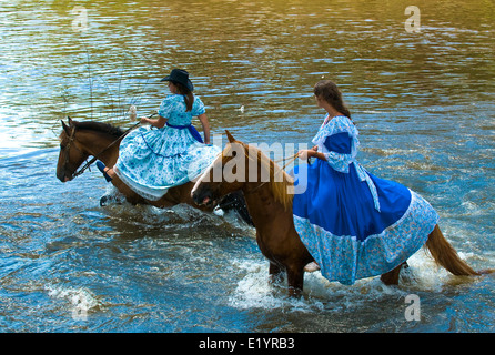 Participants in the annual festival 'Patria Gaucha' in Tacuarembo, Uruguay. Stock Photo