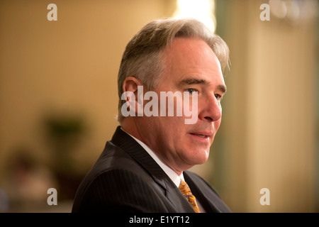 New University of Texas-Austin Athletic Director Steve Patterson talks about leading the program at a flagship state university Stock Photo