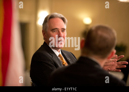 New University of Texas-Austin Athletic Director Steve Patterson talks about leading the program at a flagship state university Stock Photo