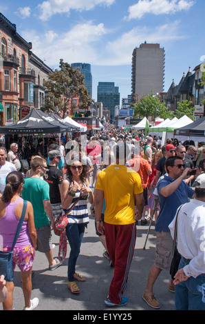 Crowds on Crescent Street Montreal during Formula One Grand Prix weekend festivities Stock Photo