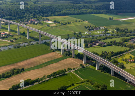 Aerial view, Ruhrtalbrücke bridge, A52 motorway, Ruhr river, Ruhrtal, Ruhr Valley, between Mülheim and Essen, Ruhr Area Stock Photo