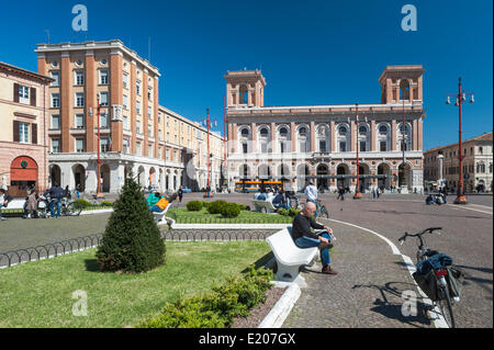 Main square with central post office, fascist architecture under Mussolini, historicism, Piazza Aurelio Saffi, Forlì Stock Photo