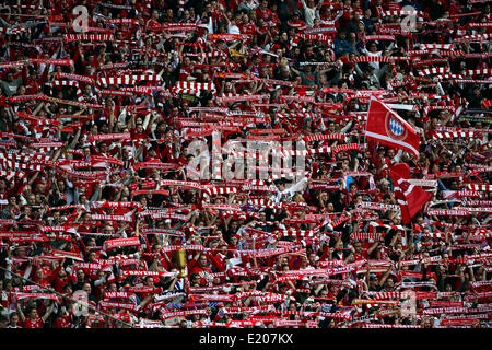 Fan block, Bayern Munich, DFB Cup final, Olympiastadion, Berlin, Germany Stock Photo