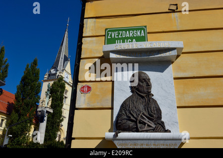 Bust monument of Gabriel Gruber, founder of the The Gruber Palace. Ljubljana, Slovenia. Stock Photo