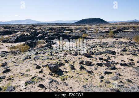 Amboy Crater, cinder cone volcano, lava field, at Mojave Trails ...