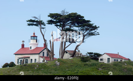 Historic Battery Point lighthouse situated near Crescent City, northern California, on the Pacific Ocean coast. Stock Photo