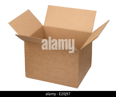 Open cardboard box isolated on white background Stock Photo - Alamy