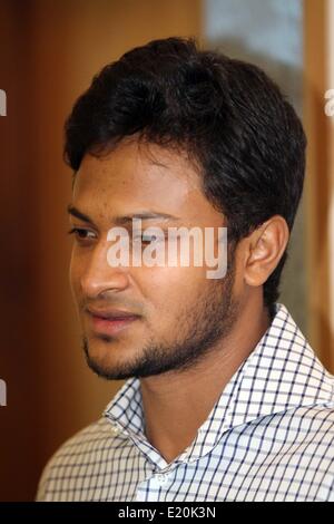 Dhaka, Bangladesh. 12 June 2014. Shakib Al Hasan is a Bangladeshi international cricketer and statistically the most successful player in the nation's history. He is an all-rounder batting left-handed in the middle order and bowling slow left-arm orthodox. Stock Photo