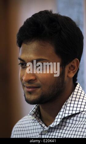 Dhaka, Bangladesh. 12 June 2014. Shakib Al Hasan is a Bangladeshi international cricketer and statistically the most successful player in the nation's history. He is an all-rounder batting left-handed in the middle order and bowling slow left-arm orthodox. Stock Photo