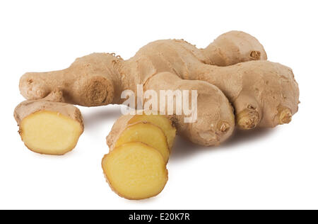 Whole and sliced ginger root Whole and sliced ginger root