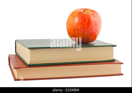 Red apple on the books Stock Photo