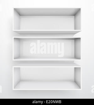 3d isolated Empty white bookshelf Stock Photo