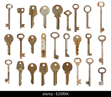 Collection of old used keys Stock Photo