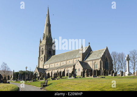 St. Peter's ,the parish church of Belmont, Lancashire. A typical Victorian church built in neo-gothic style Stock Photo