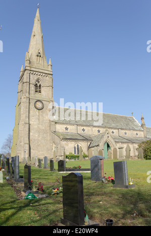 St. Peter's ,the parish church of Belmont, Lancashire. A typical Victorian church built in neo-gothic style Stock Photo