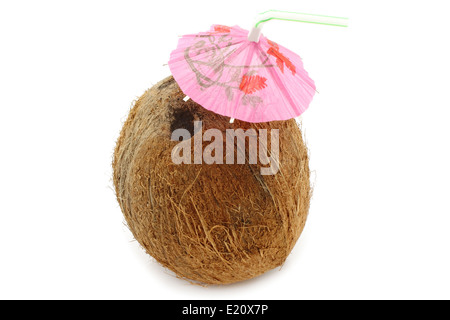 Coconut cocktail on white background Stock Photo