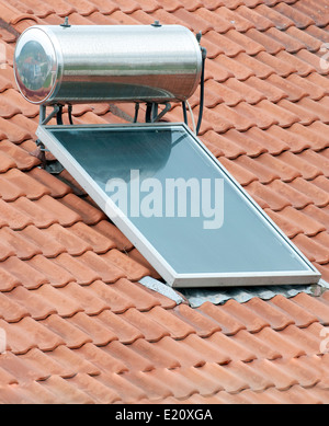 Solar panel used to heat water Stock Photo