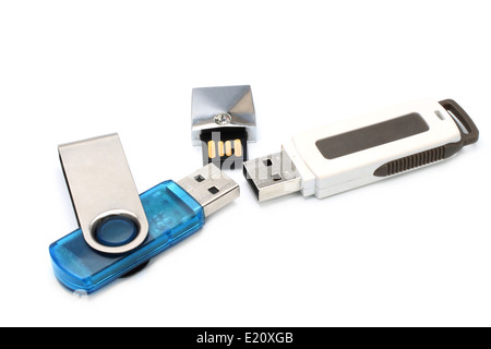 Flash drives on a white background Stock Photo