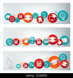Set of education banners with icons. Vector Stock Photo - Alamy