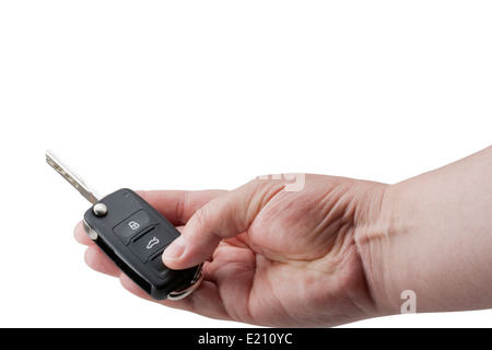 hand holding car keys isolated on white Stock Photo - Alamy