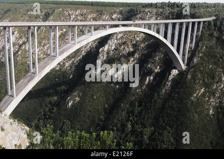 Bungee jumping from the Bloukrans Bridge, N2 highway, South Africa Stock Photo