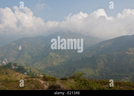 Mountain range Helumbu Trek in Helambu region of Himalayas in Nepal Stock Photo