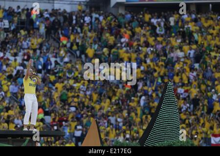 Sao Paulo, Brazil. 12th June, 2014. Rapper Pitbull performs during the opening ceremony of 2014 FIFA World Cup in the Arena de Sao Paulo Stadium in Sao Paulo, Brazil, June 12, 2014. Credit:  Action Plus Sports/Alamy Live News Stock Photo