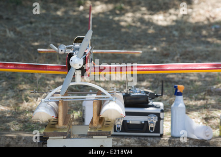 Radio controlled Hydroplanes on riverside during an exhibition show Stock Photo