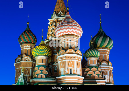 Russia St. Basil's Cathedral in Moscow at Dusk Stock Photo