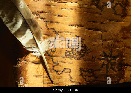 The sea chart with sailing ships on the order of antiquities Stock Photo