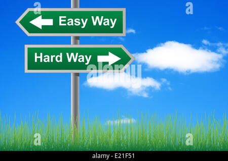 Easy way, hard way signpost with arrows. Stock Photo