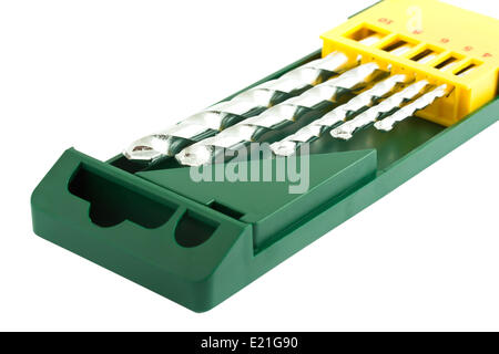 Drill bits in green case Stock Photo