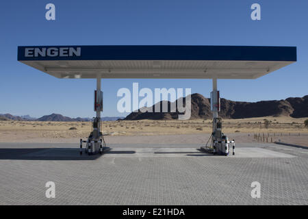 petrol station in the desert, namibia Stock Photo